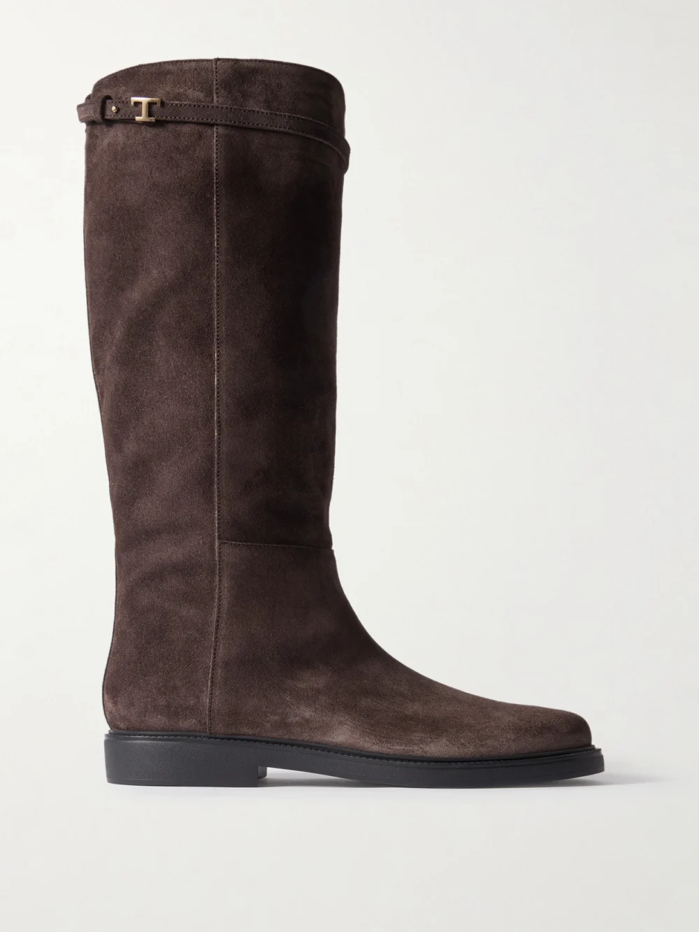 Tod's Embellished Suede Knee Boots in dark brown
