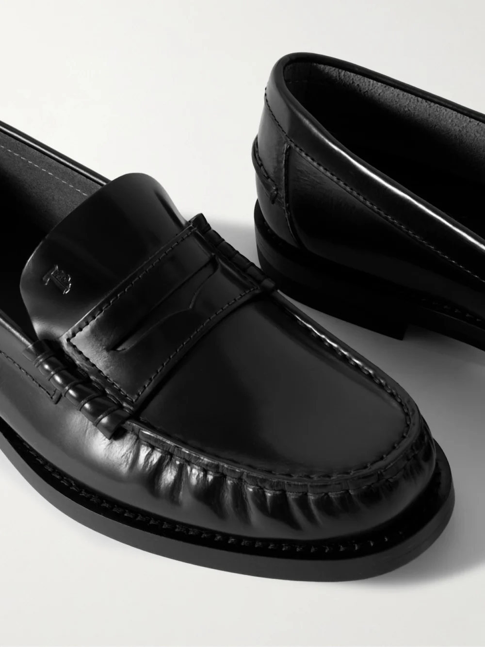 Close-up detail of the Tod's Gathered Leather Loafers