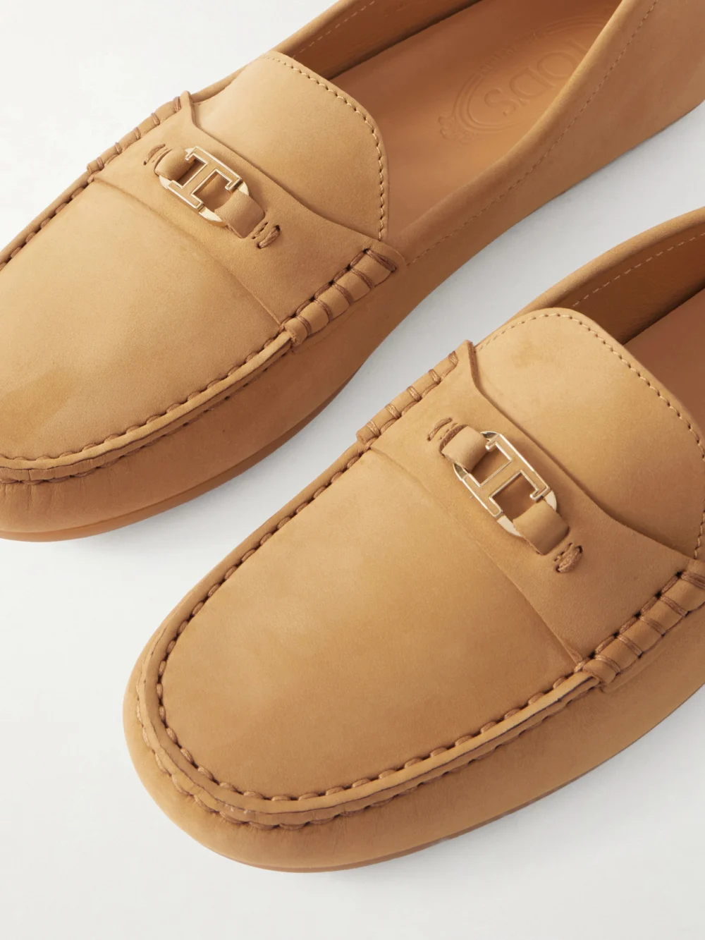Close-up detail of the Tod's Gomma 10l Suede Loafers