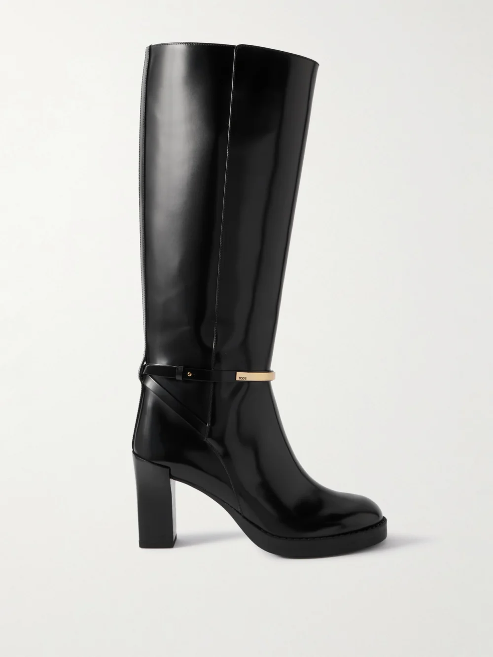 Tod's Gomma Embellished Leather Knee Boots in black