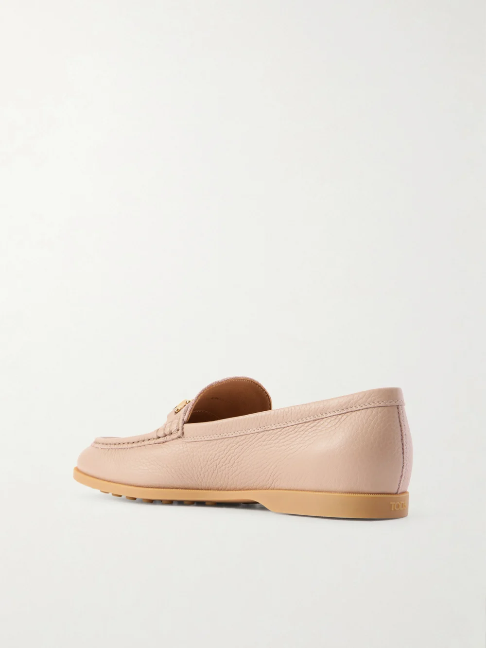 Back view of the Tod's Gomma Embellished Textured-leather Loafers