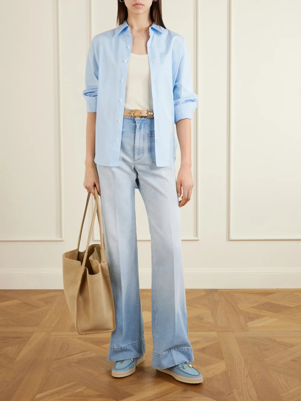 Tod's Gomma Raffia-trimmed Bow-detailed Suede Loafers, styled view