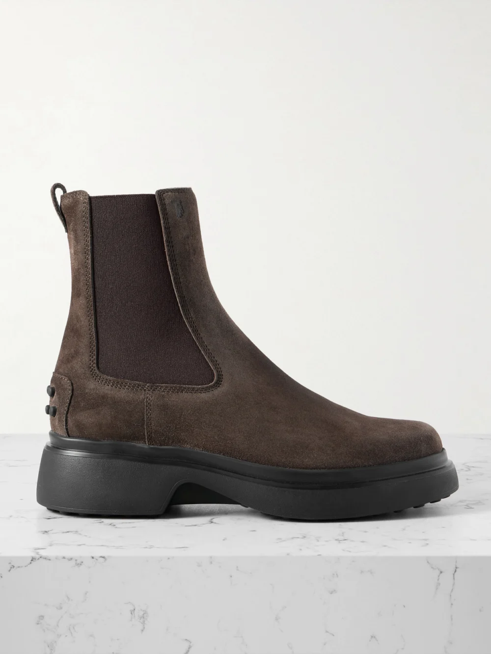 Tod's Gomma Suede Chelsea Boots in dark brown