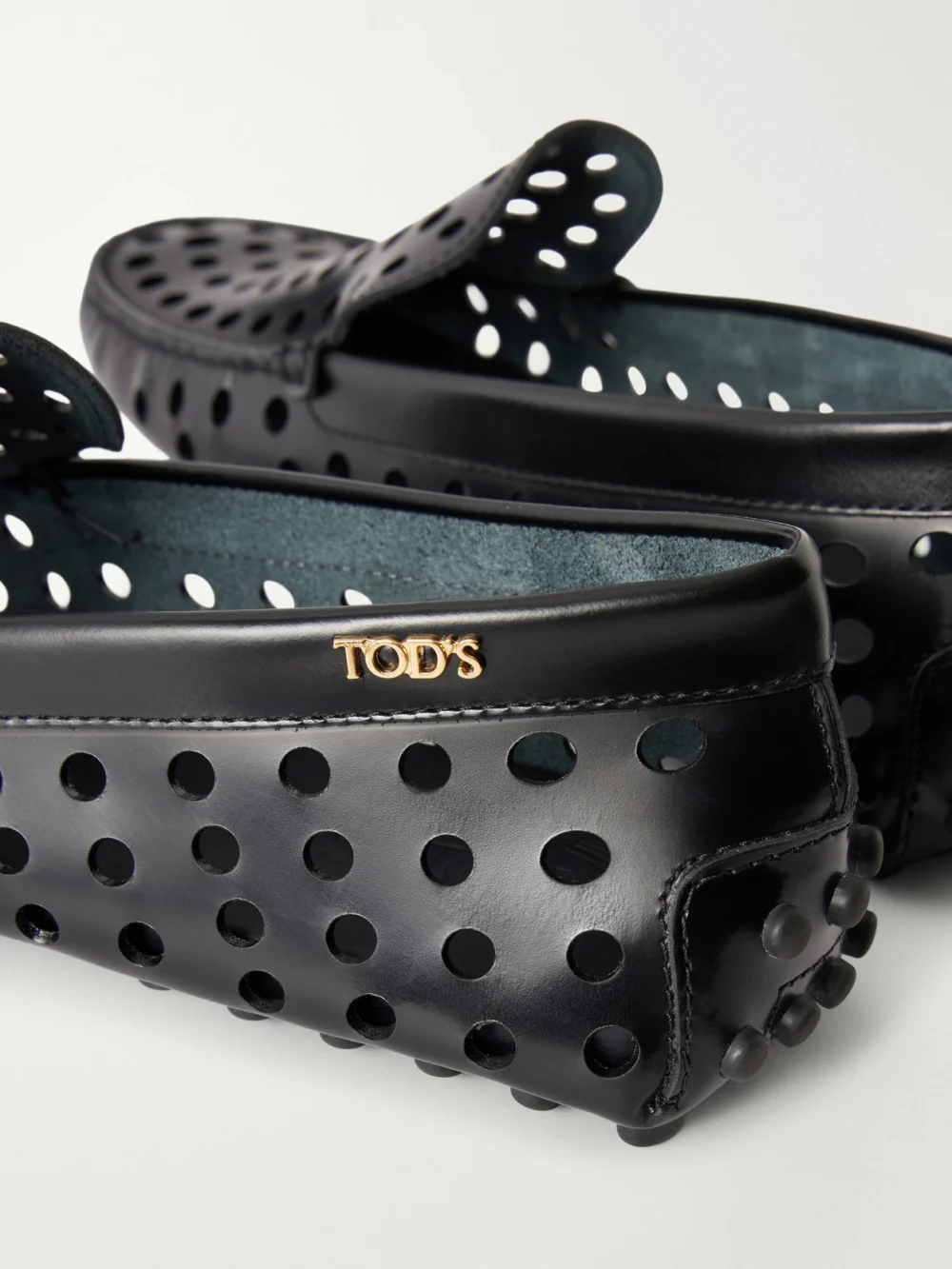 Close-up detail of the Tod's Gommino 22l Cut-out Leather Loafers