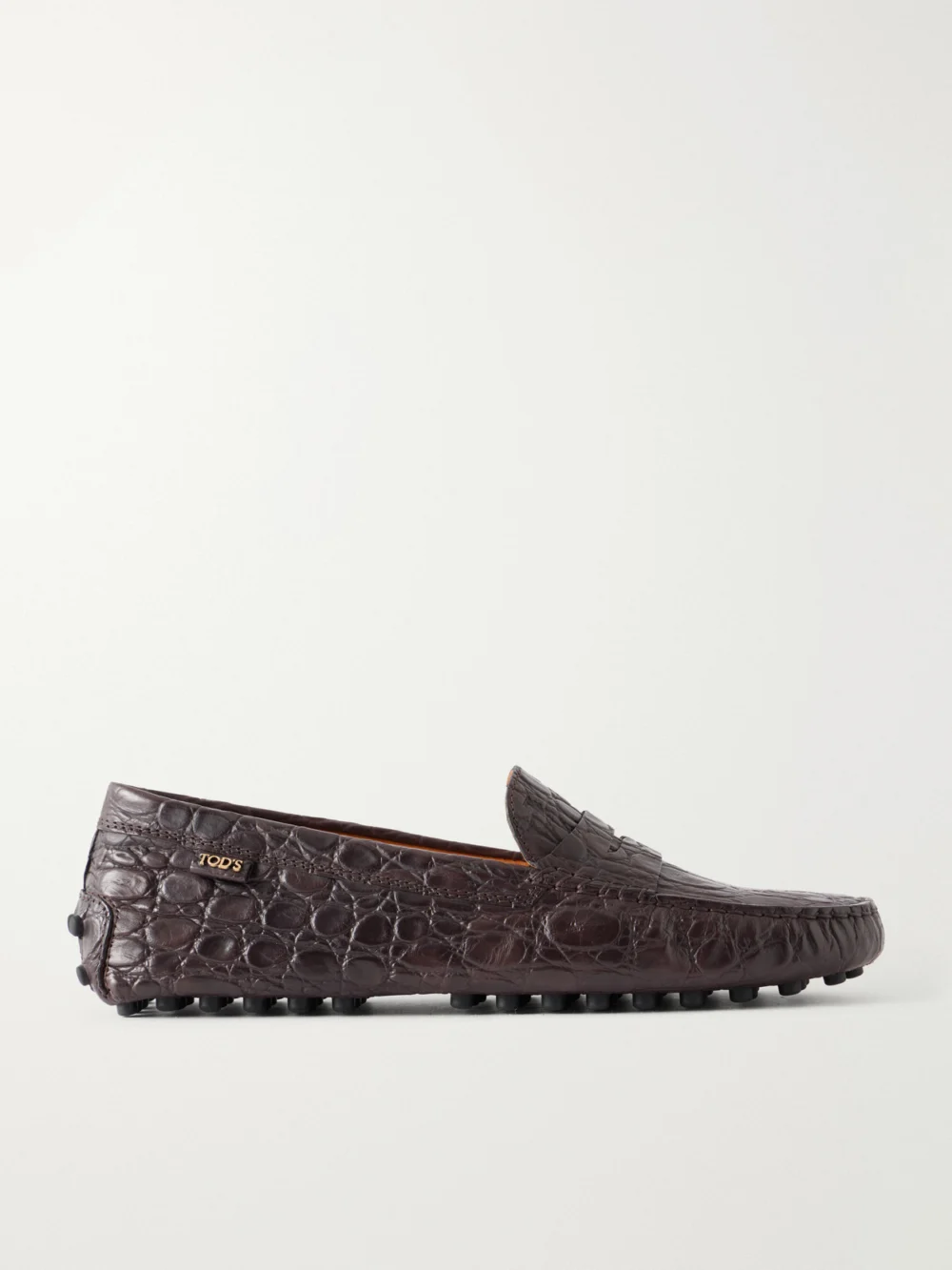 Tod's Gommino Croc-effect Leather Loafers in dark brown