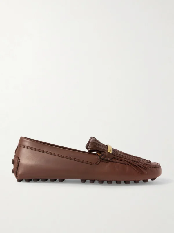 Tod's Gommino Embellished Fringed Leather Loafers