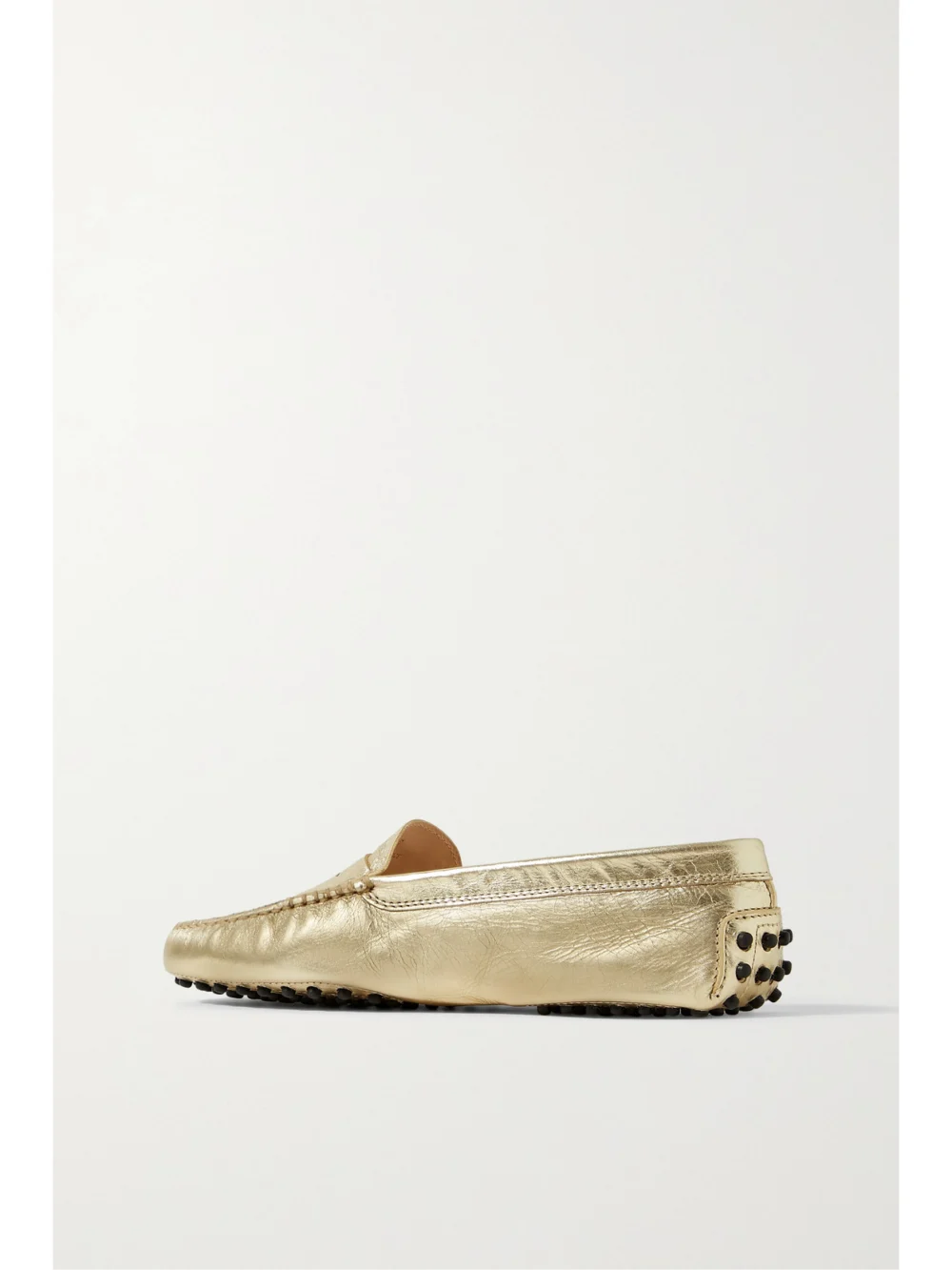 Back view of the Tod's Gommino Metallic Textured-leather Loafers