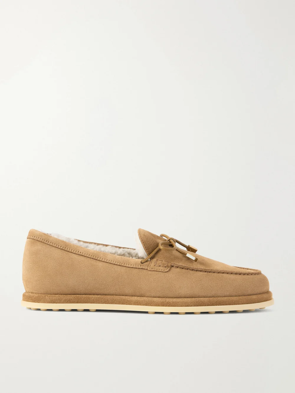 Tod's Gommino Shearling Suede Loafers in sand
