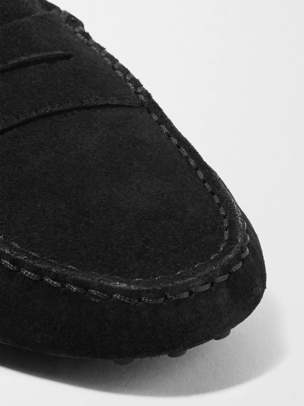 Close-up detail of the Tod's Gommino Suede Loafers