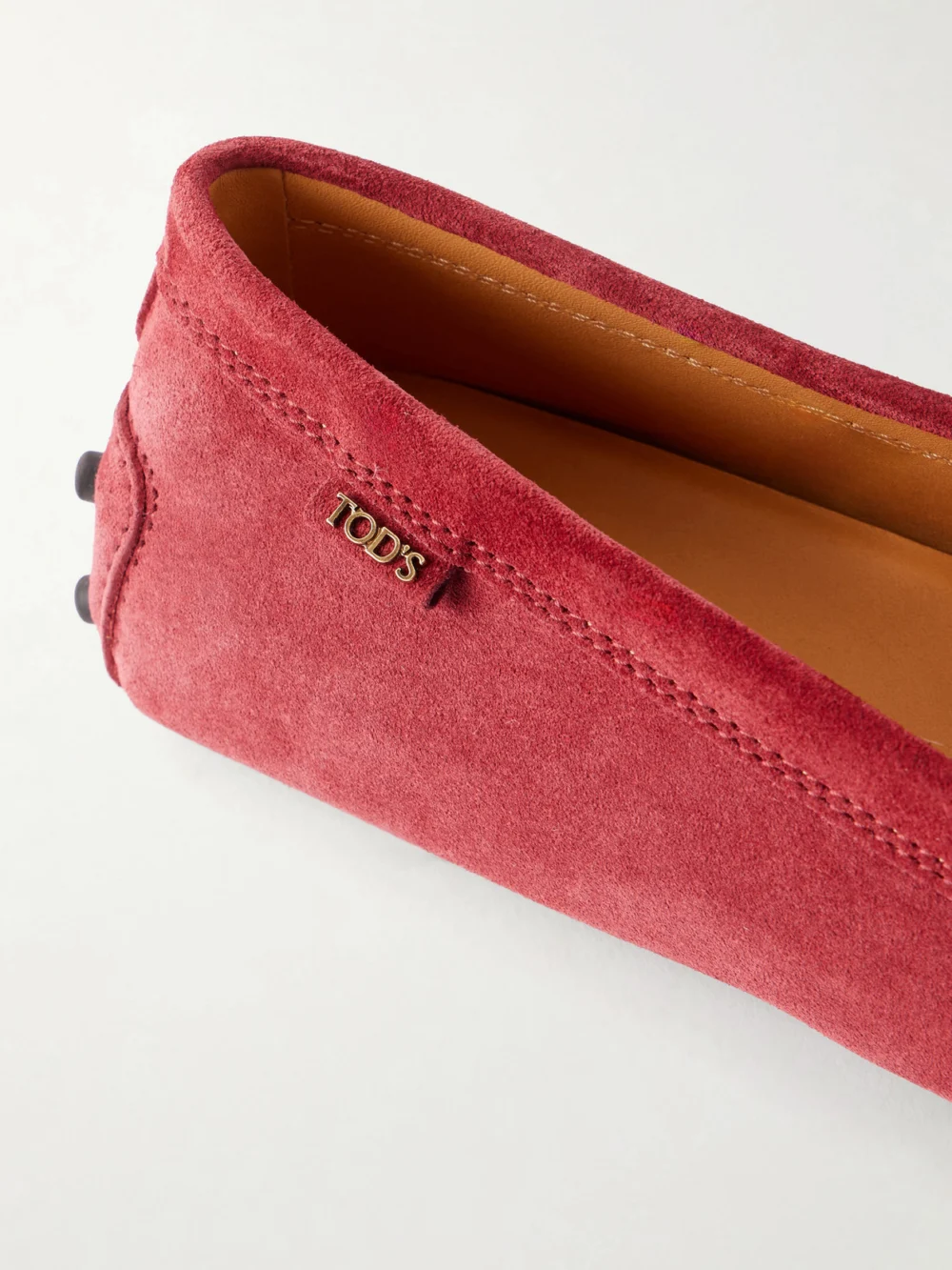Close-up detail of the Tod's Gommino Suede Loafers