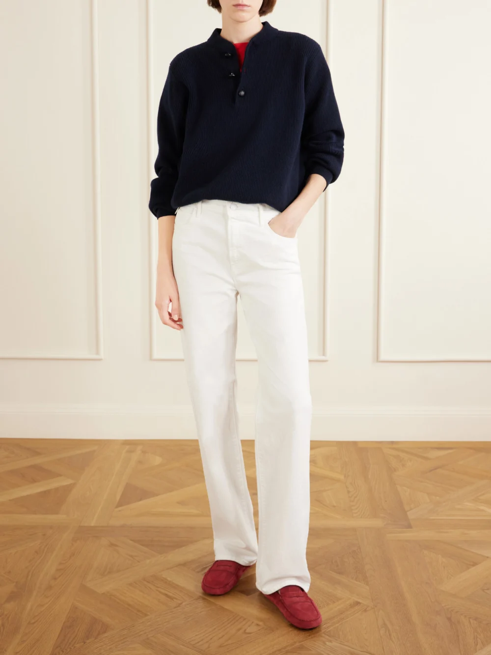 Tod's Gommino Suede Loafers, styled view