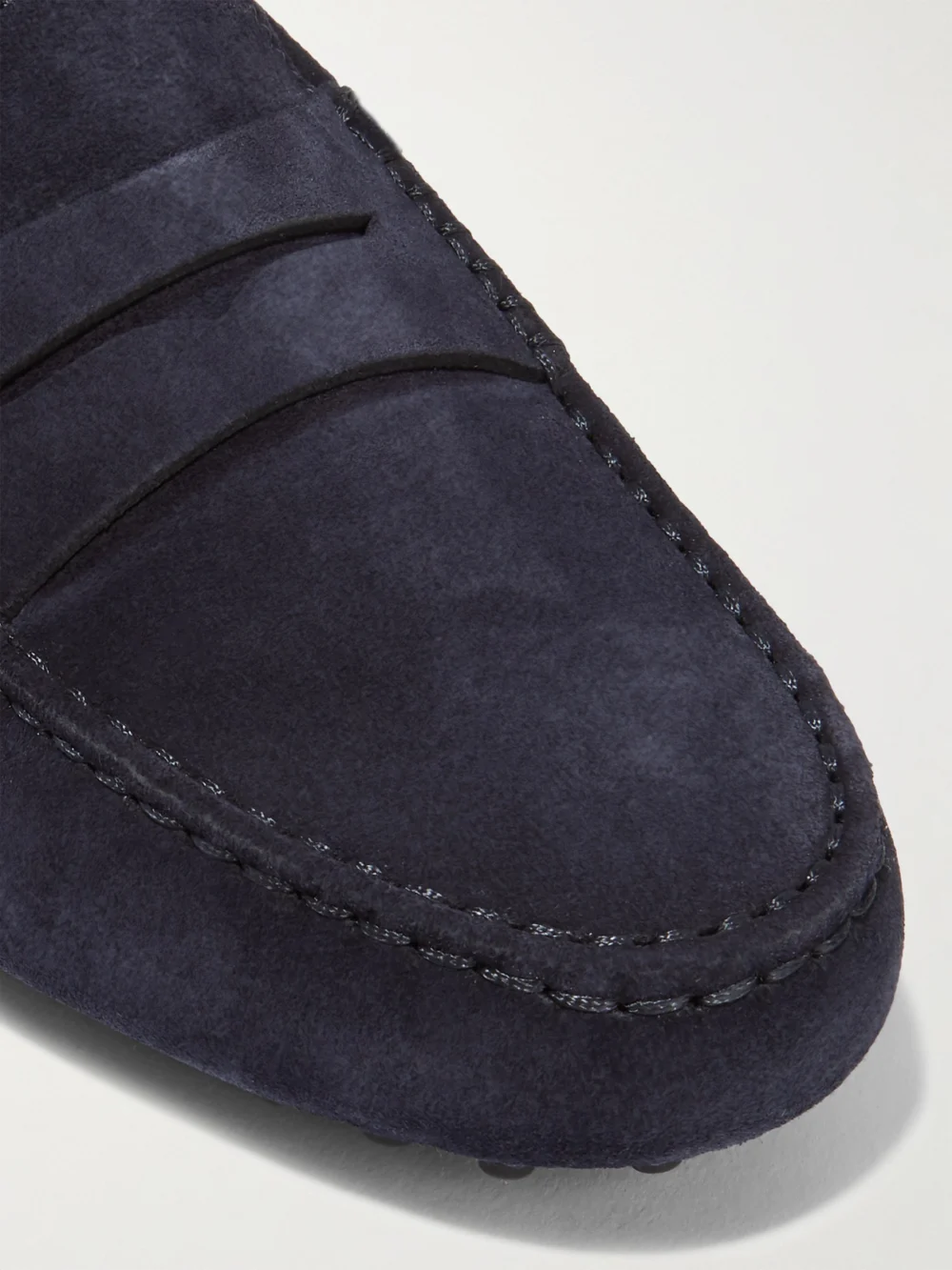 Close-up detail of the Tod's Gommino Suede Loafers