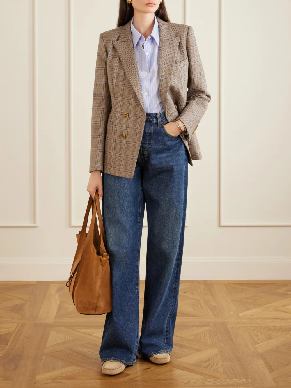 Tod's Gommino Suede Loafers, styled view