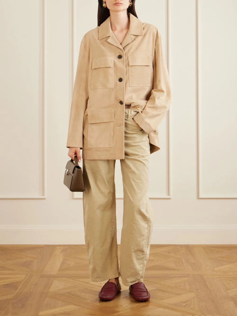 Tod's Gommino Textured-leather Loafers, styled view