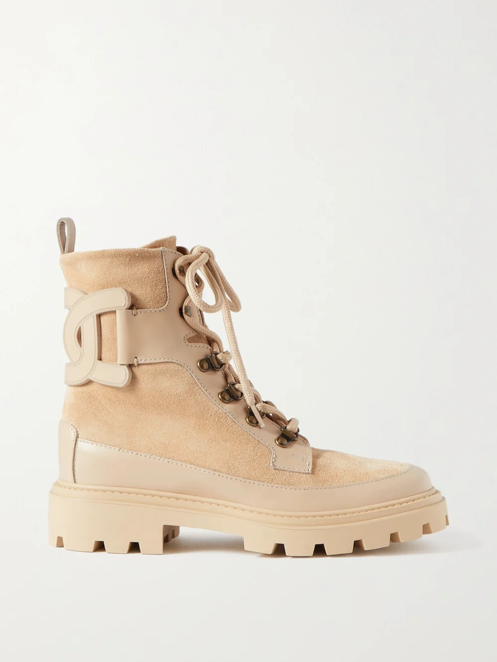 Tod's Kate Leather-trimmed Suede Ankle Boots in beige