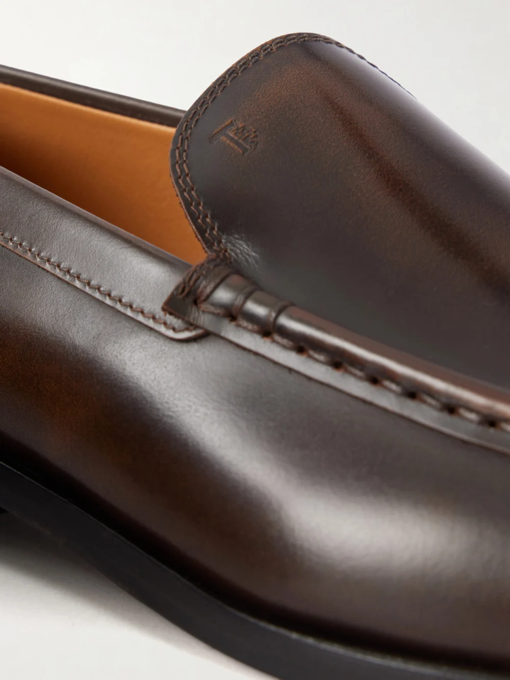Close-up detail of the Tod's Leather Loafers