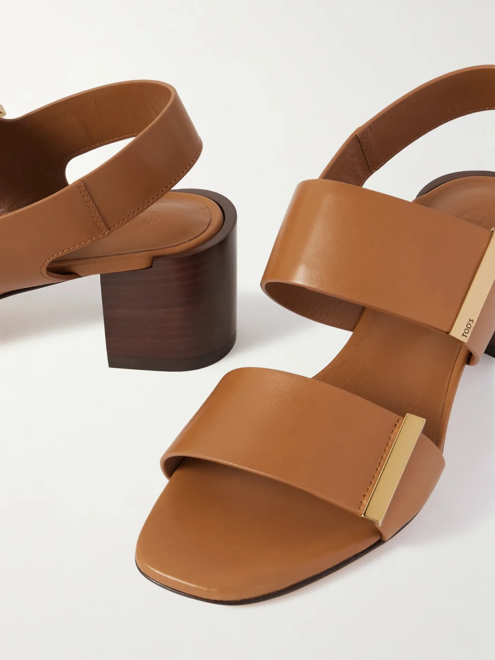Close-up detail of the Tod's Leather Slingback Sandals