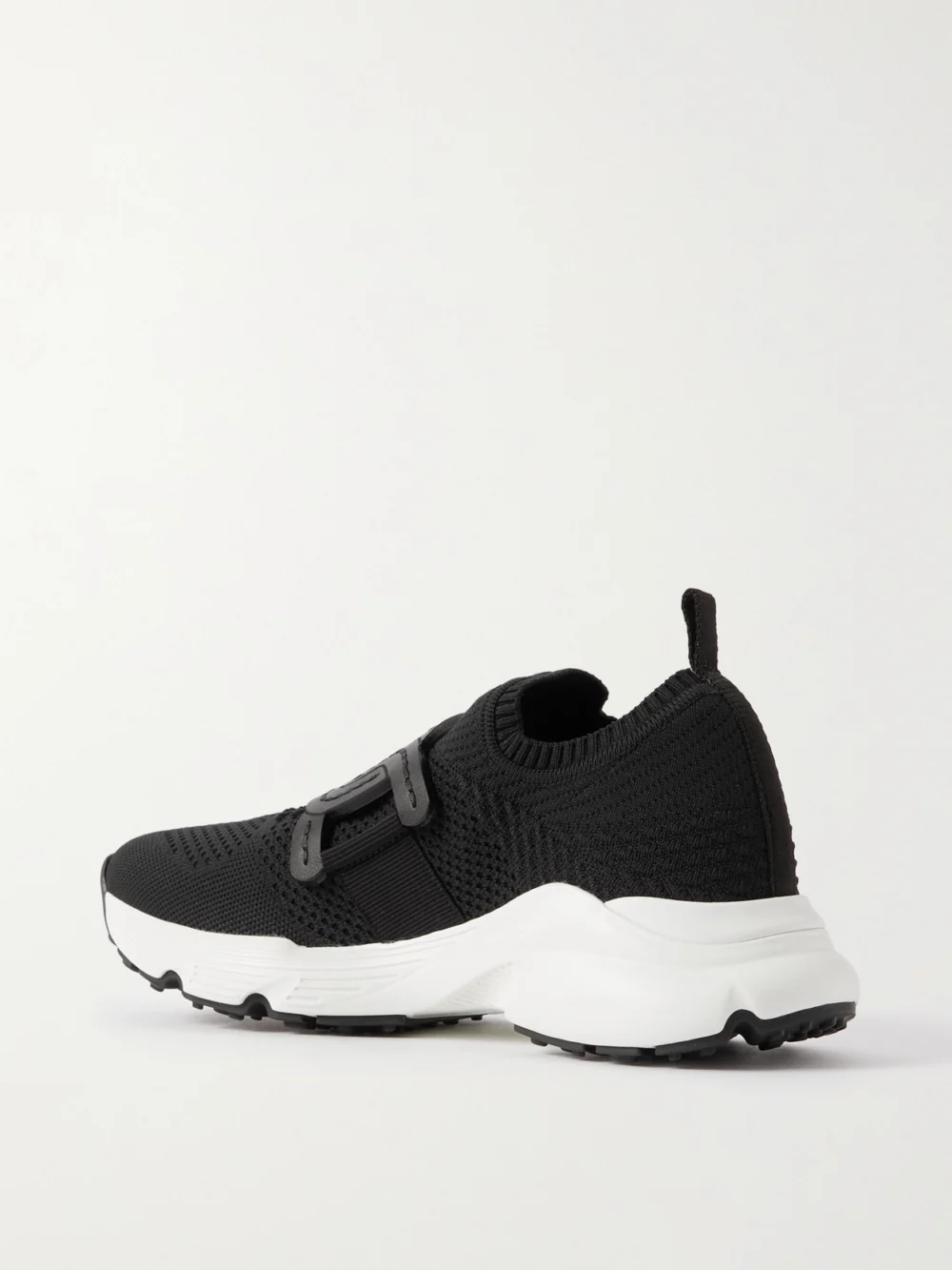 Back view of the Tod's Leather-trimmed Stretch-knit Slip-on Sneakers