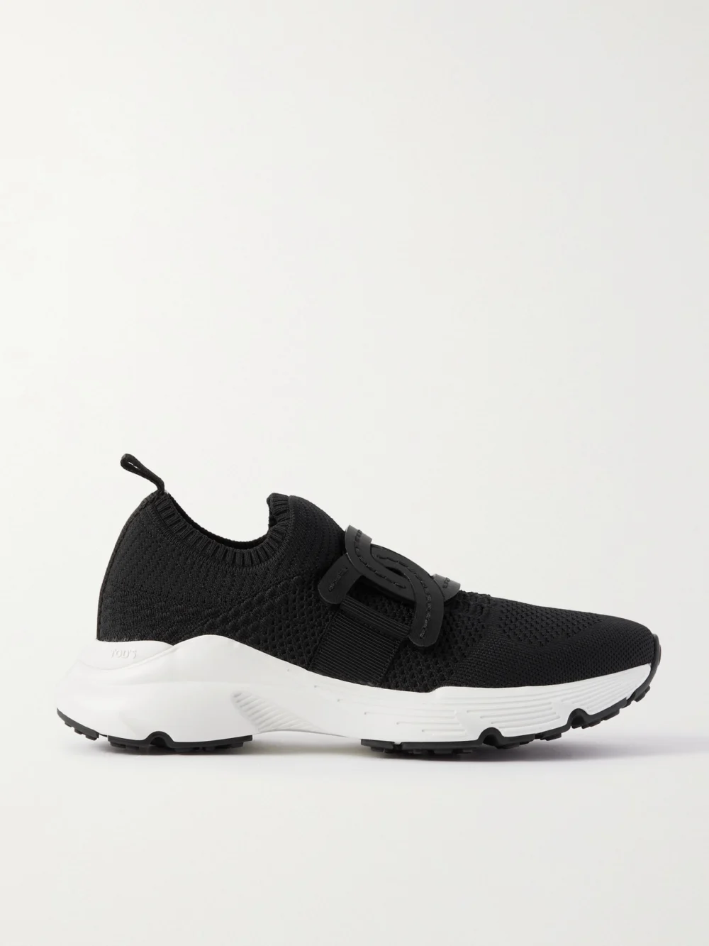 Tod's Leather-trimmed Stretch-knit Slip-on Sneakers in black