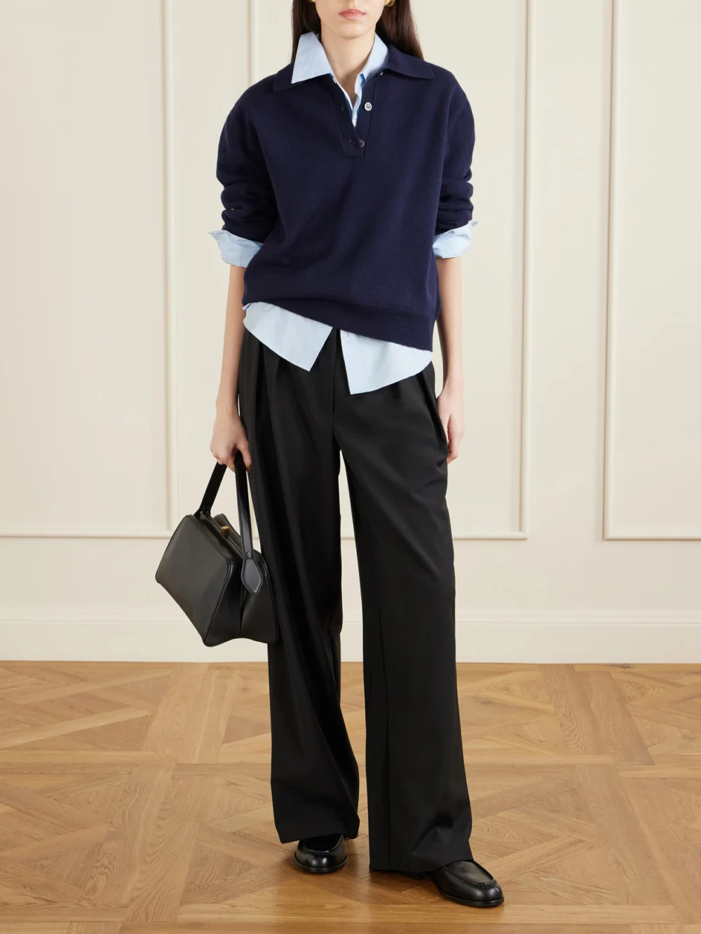 Tod's Matte Leather Loafers, styled view