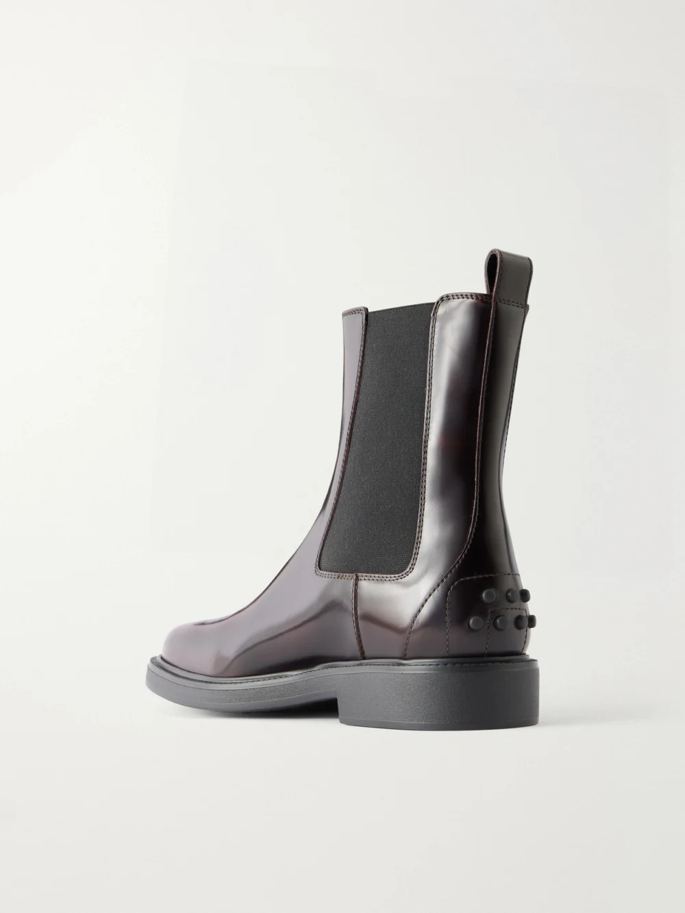 Back view of the Tod's Studded Glossed-leather Chelsea Boots