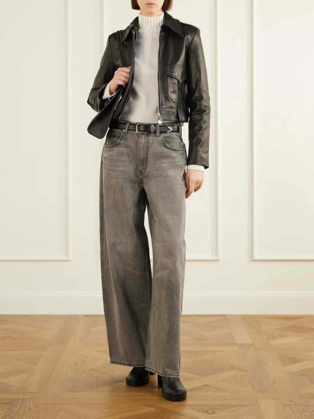Tod's Tronchetto Elastico 80 Leather Ankle Boots, styled view