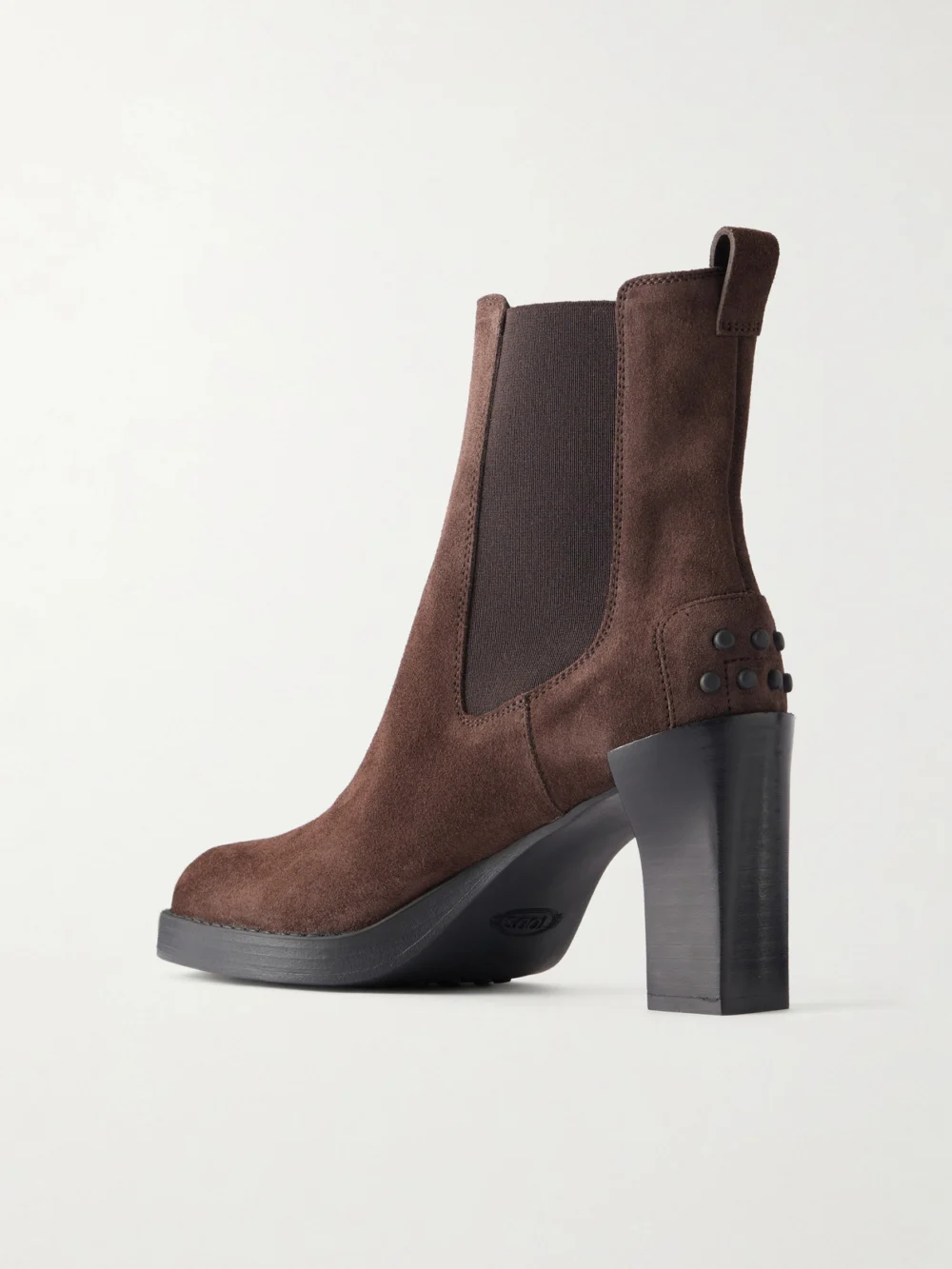 Back view of the Tod's Tronchetto Elastico 80 Suede Ankle Boots