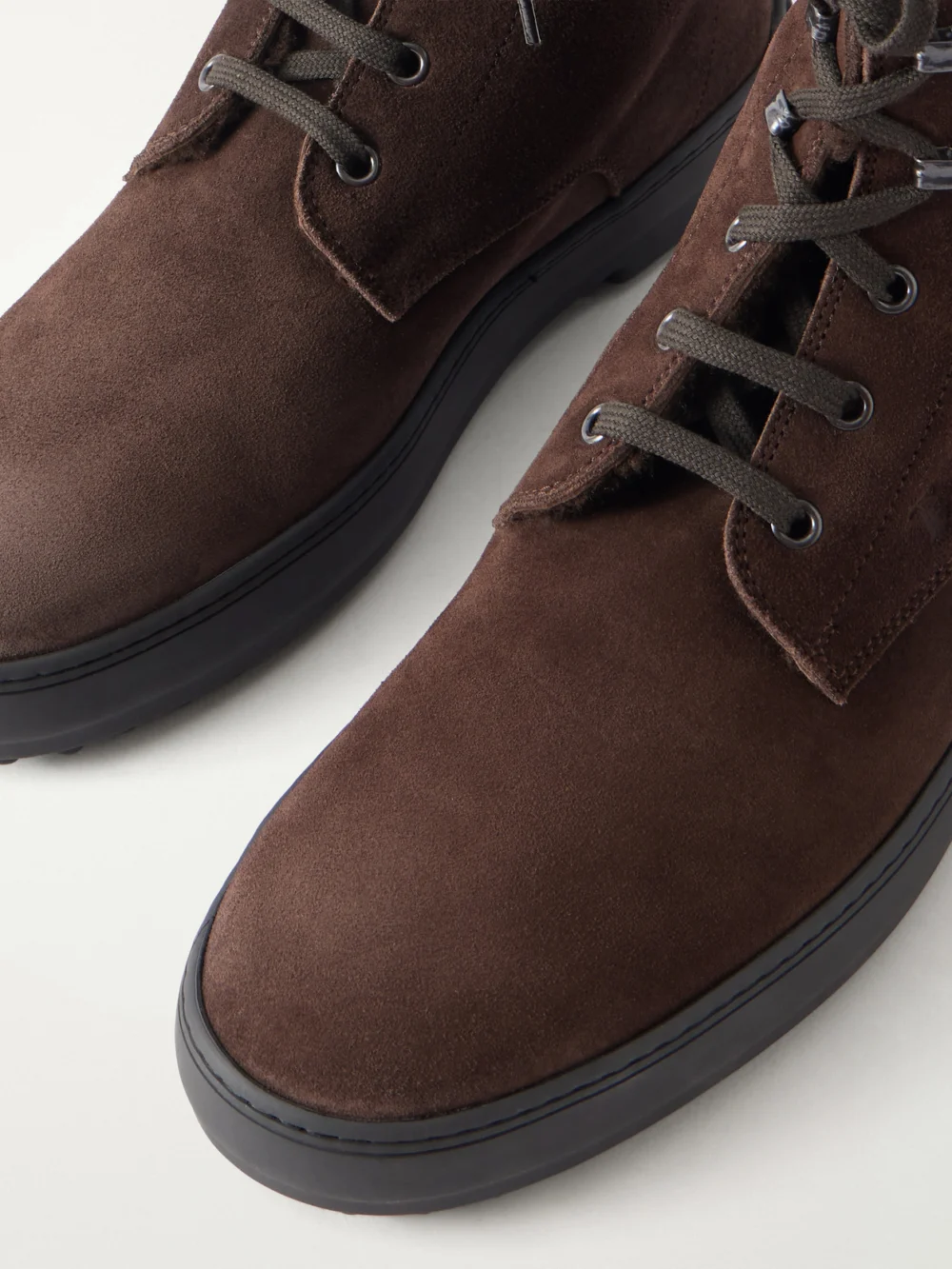 Close-up detail of the Tod's Win Gomm 84l Suede Ankle Boots