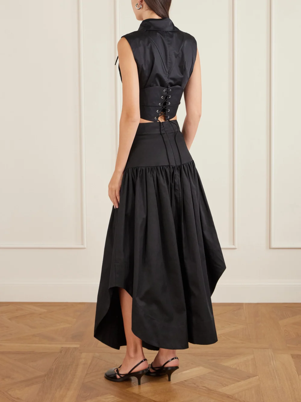 Back view of the Tolu Coker Cotton-sateen Corset Top
