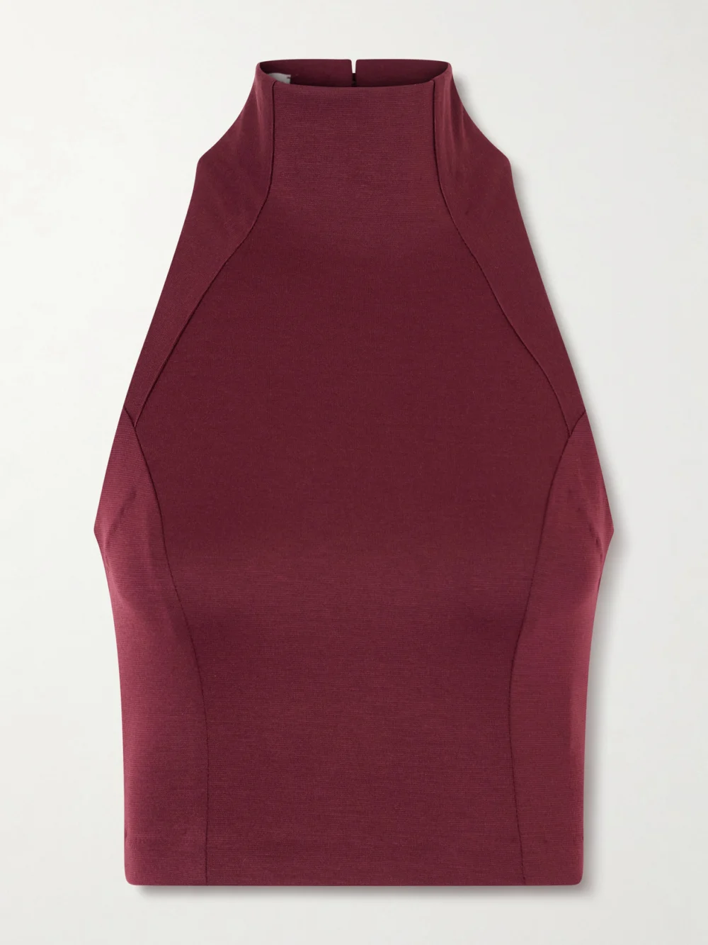 Tolu Coker Cropped Open-back Jersey Top in burgundy