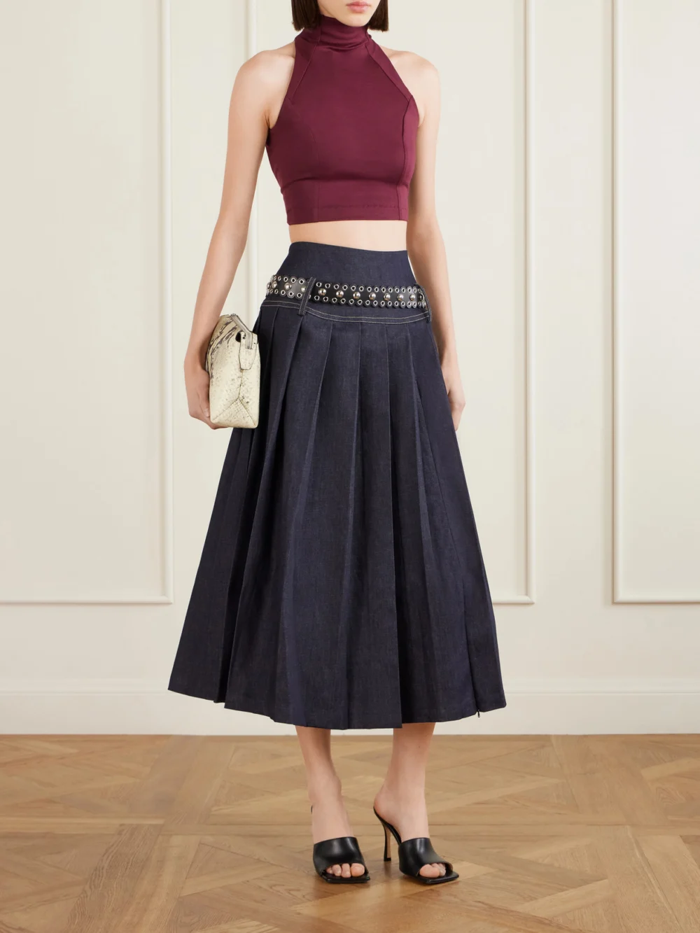 Tolu Coker Cropped Open-back Jersey Top, worn by a model