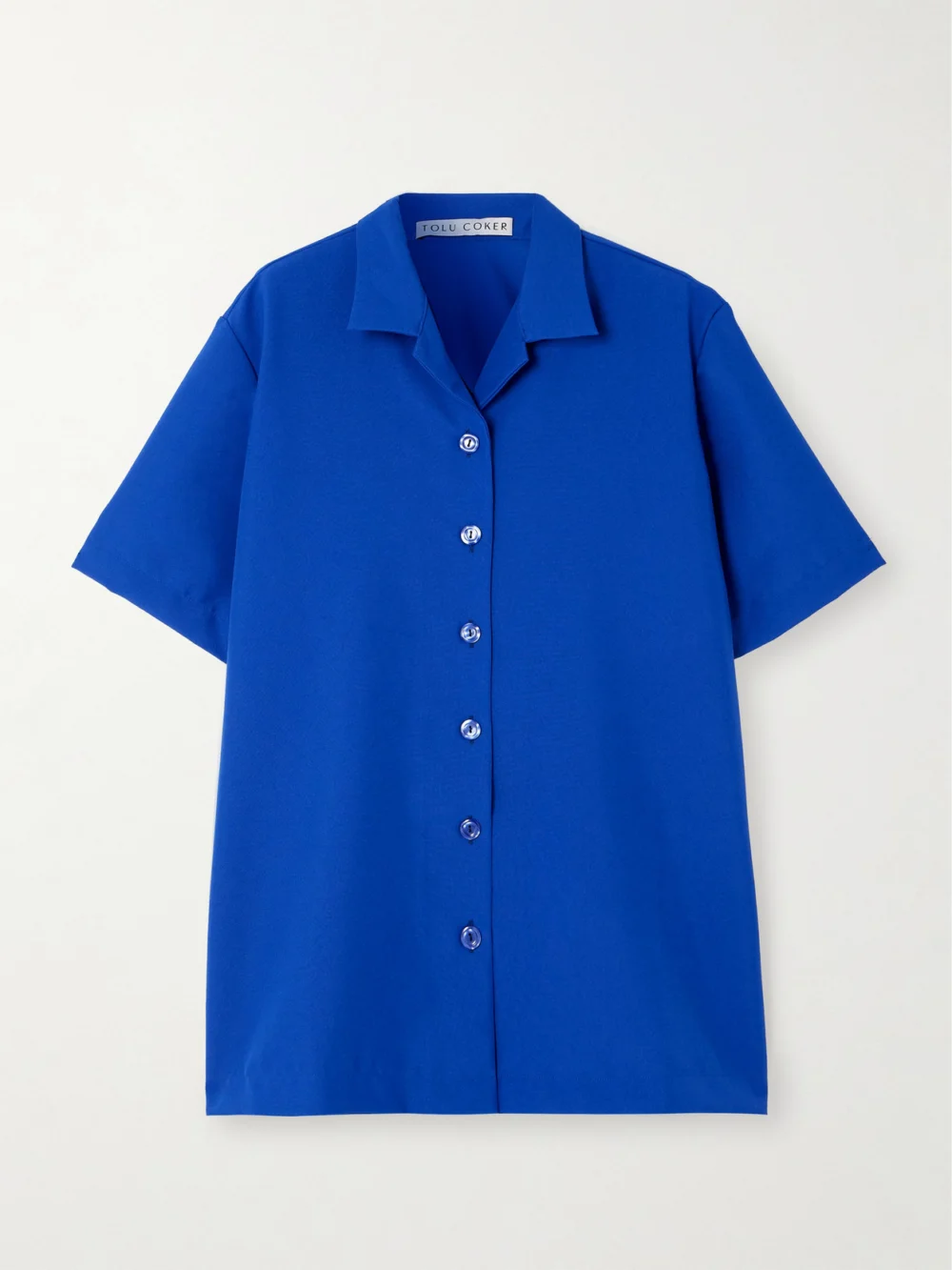 Tolu Coker Oversized Crepe Shirt in cobalt blue