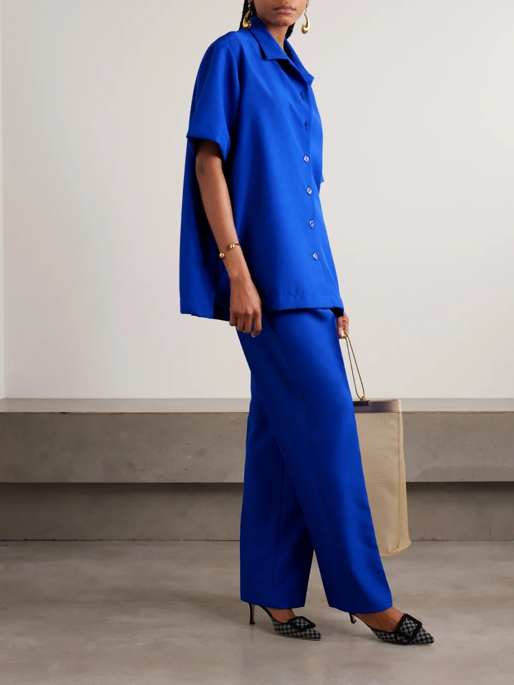 Tolu Coker Oversized Crepe Shirt, worn by a model