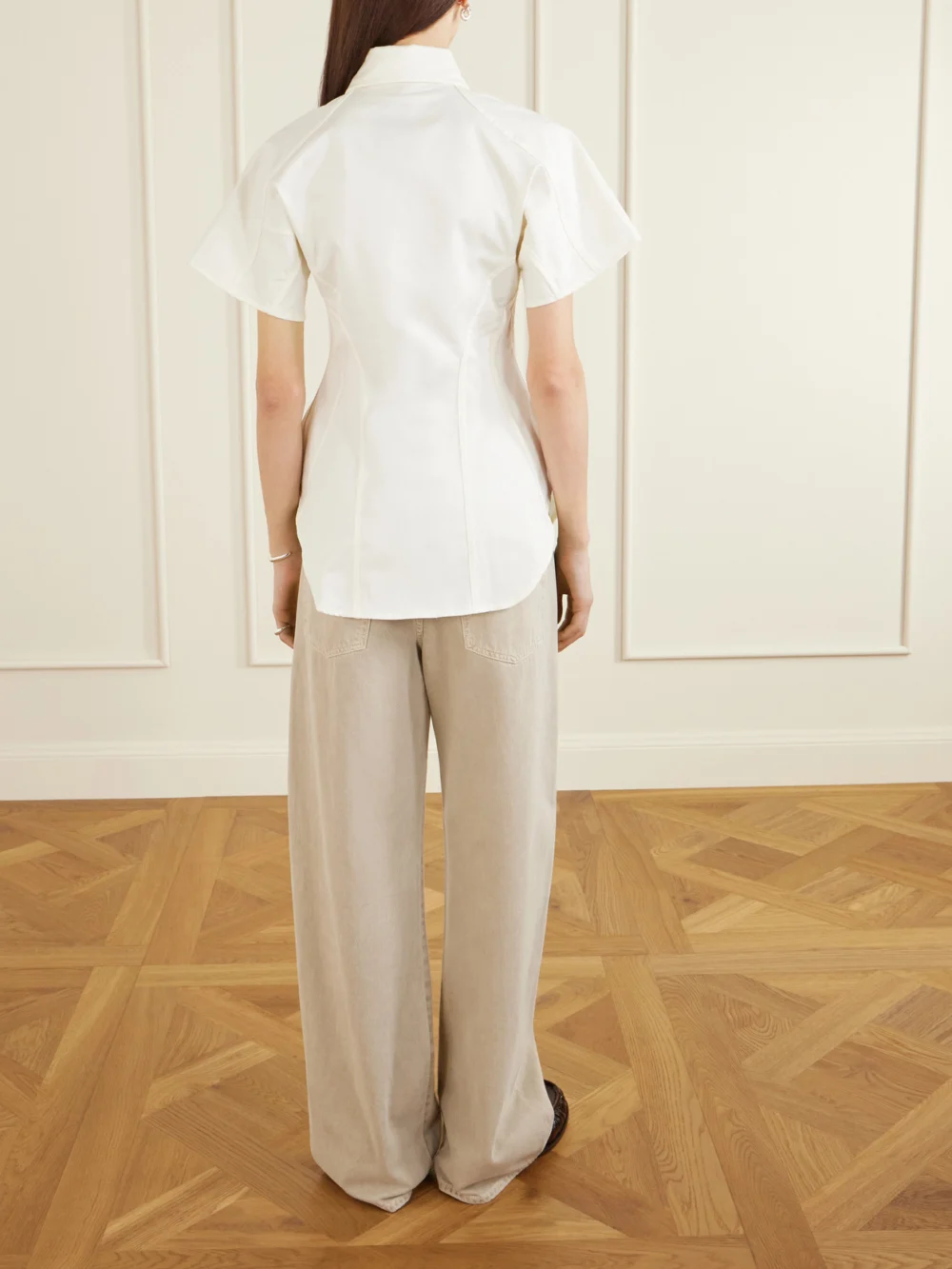 Back view of the Tolu Coker Paneled Cotton-blend Twill Blouse