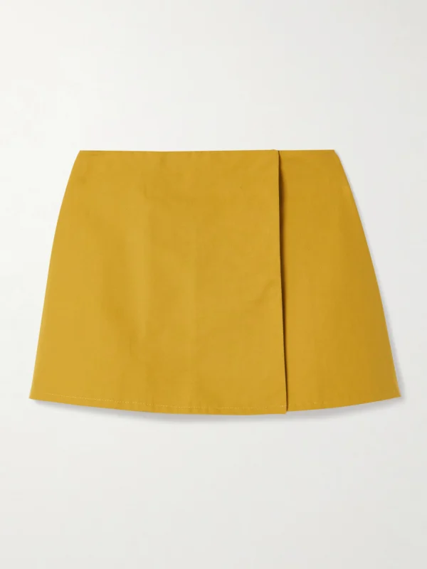 Tolu Coker Pleated Cotton-poplin Mini Wrap Skirt