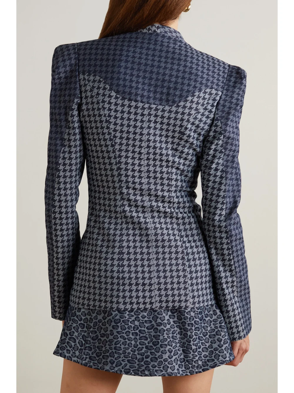 Back view of the Tolu Coker + the Vanguard Checked Double-breasted Cotton-blend Twill Blazer