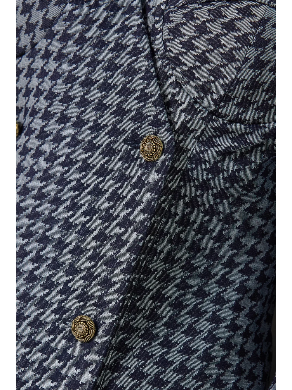 Close-up detail of the Tolu Coker + the Vanguard Checked Double-breasted Cotton-blend Twill Blazer