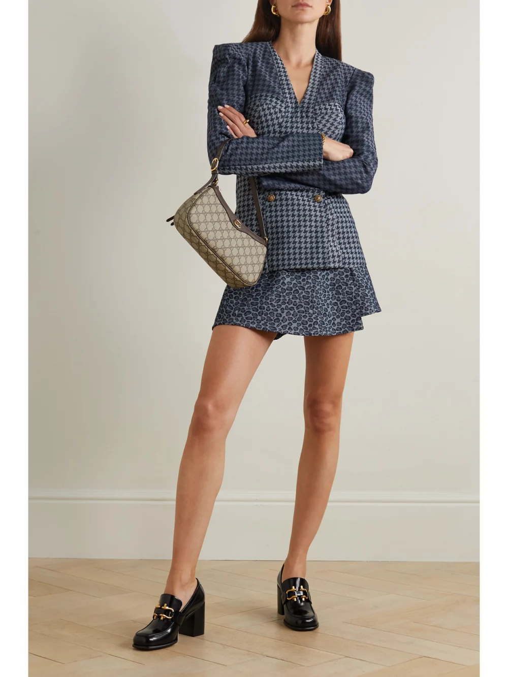 Tolu Coker + the Vanguard Checked Double-breasted Cotton-blend Twill Blazer, worn by a model