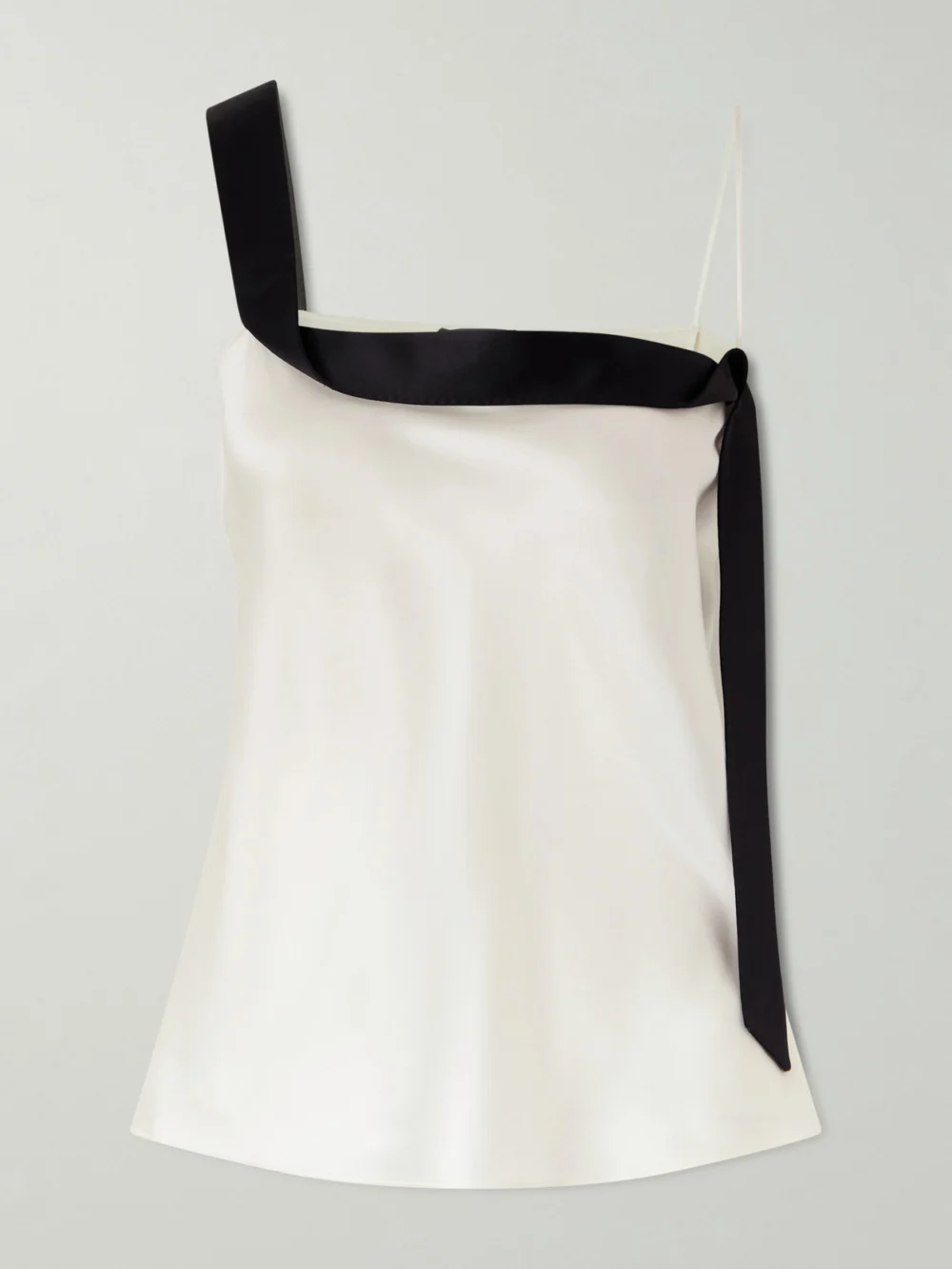 Tom Ford Asymmetric Draped Two-tone Silk-satin Camisole in black