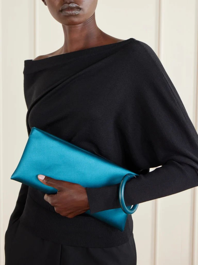 Tom Ford Aura Leather-trimmed Satin Clutch