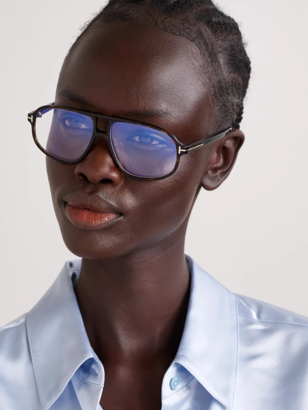 Tom Ford Aviator-style Tortoiseshell Acetate Optical Glasses, styled view