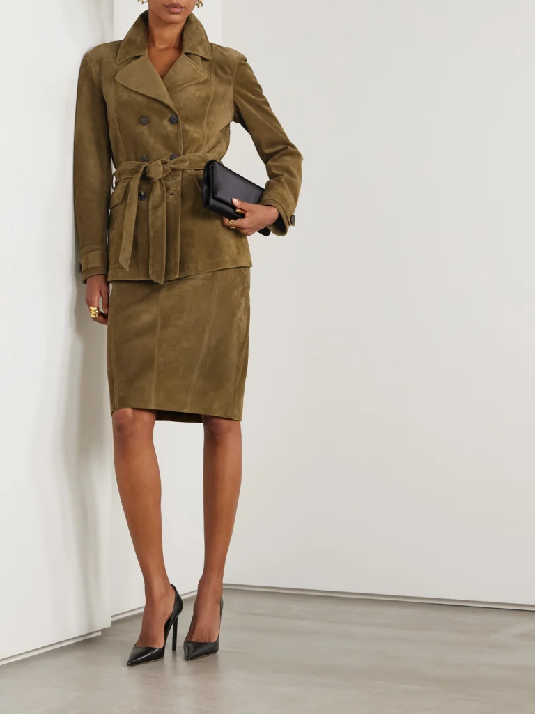 Tom Ford Belted Double-breasted Suede Jacket