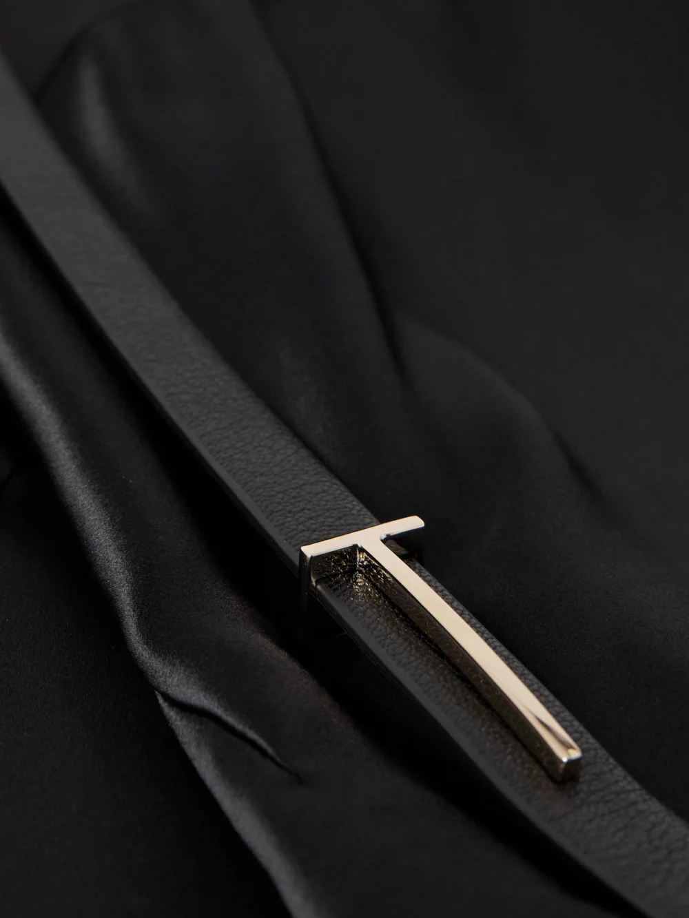 Close-up detail of the Tom Ford Belted Draped Silk-satin Maxi Skirt