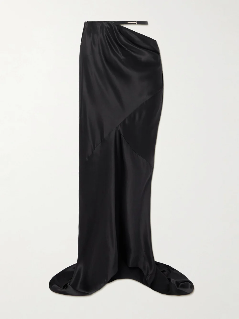 Tom Ford Belted Draped Silk-satin Maxi Skirt in black