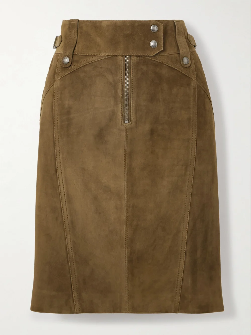 Tom Ford Belted Suede Skirt in tan
