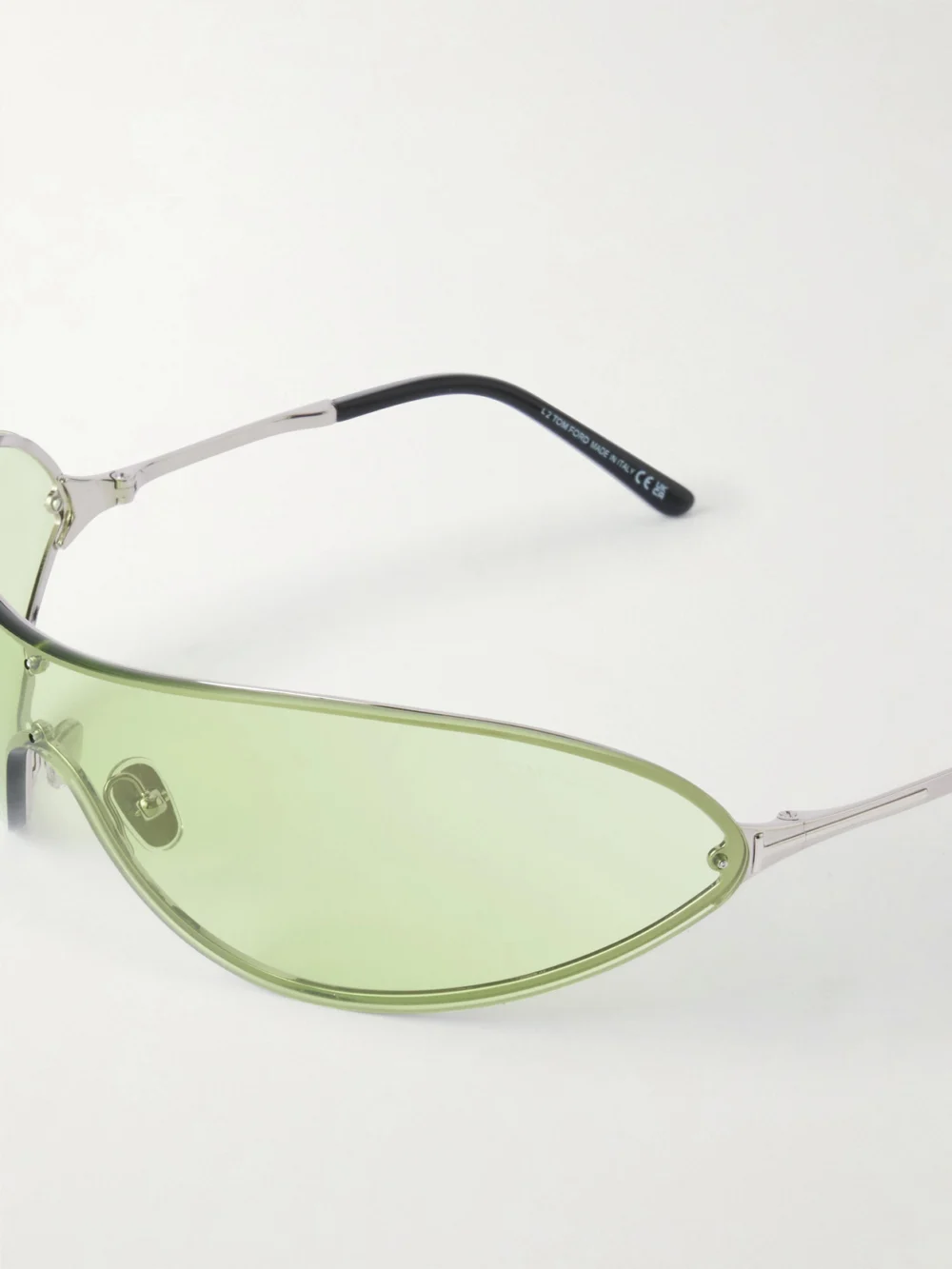 Close-up detail of the Tom Ford Brady-02 D-frame Silver-tone Sunglasses