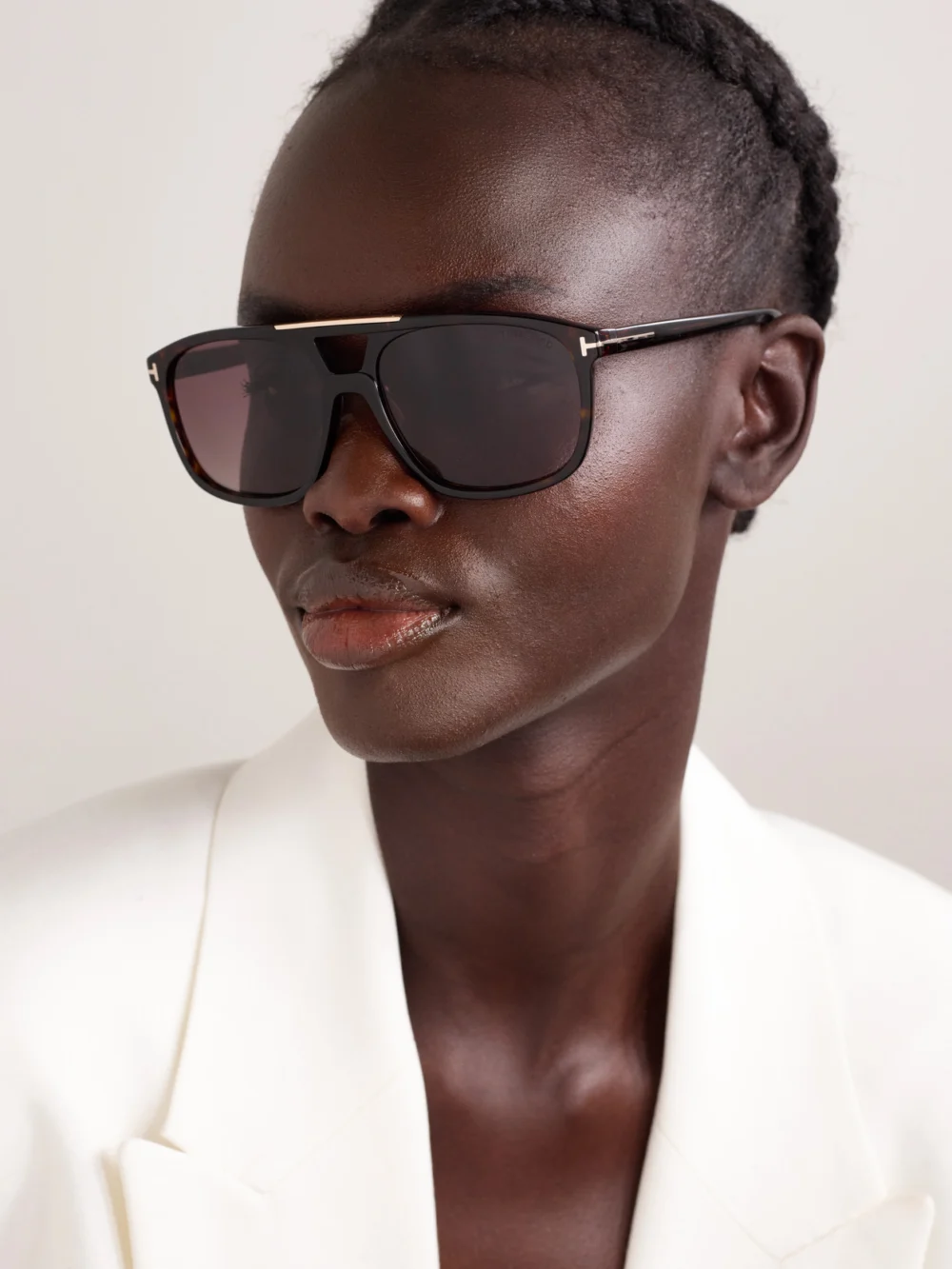Tom Ford Briana Aviator-style Tortoiseshell Acetate Sunglasses, styled view