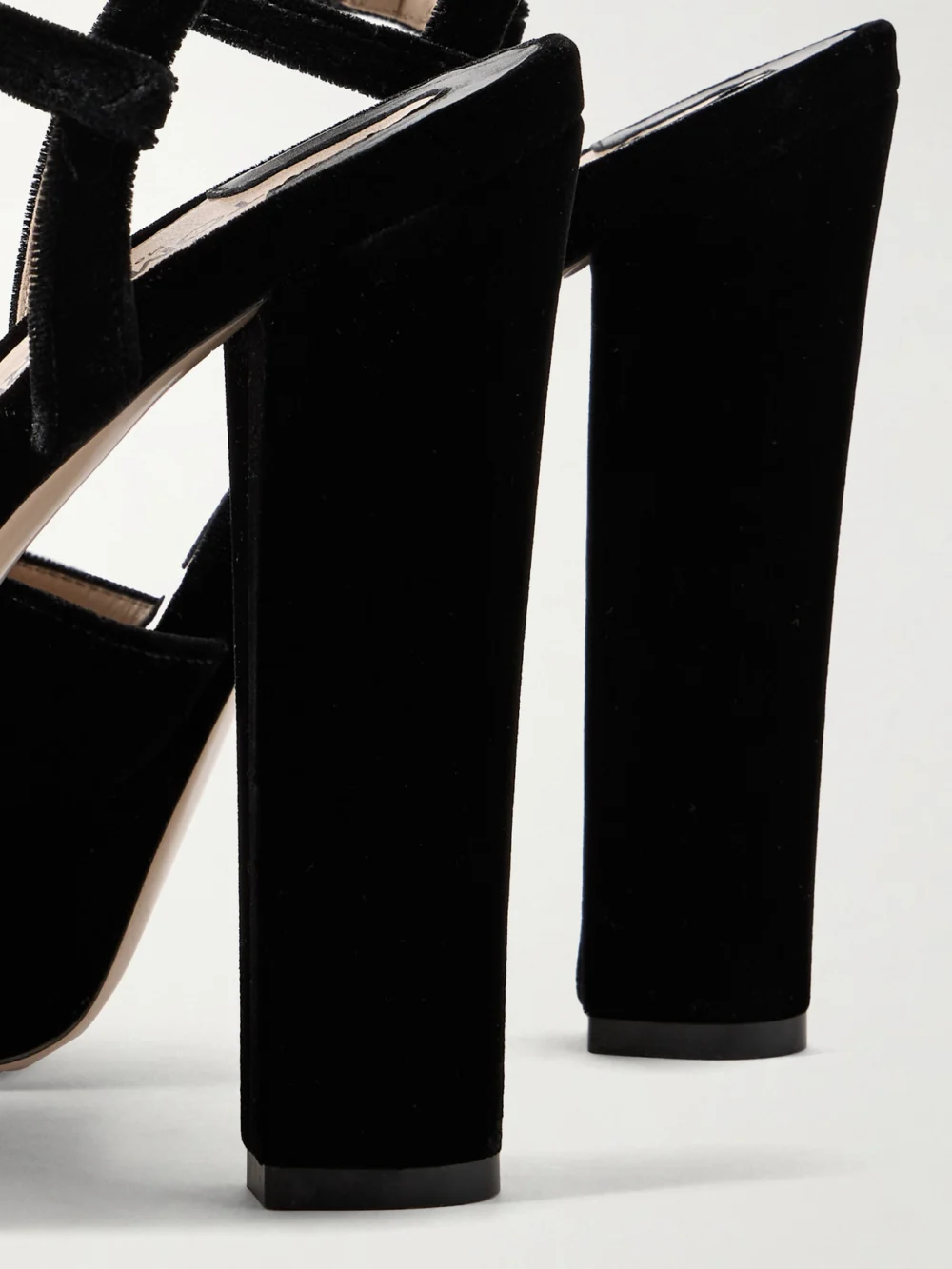 Close-up detail of the Tom Ford Brigitte Bow-embellished Velvet Platform Sandals