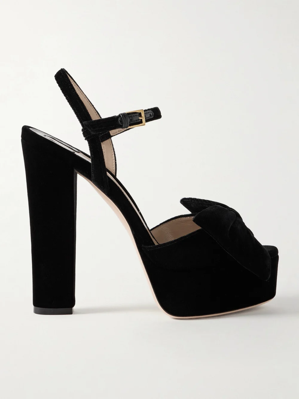 Tom Ford Brigitte Bow-embellished Velvet Platform Sandals in black