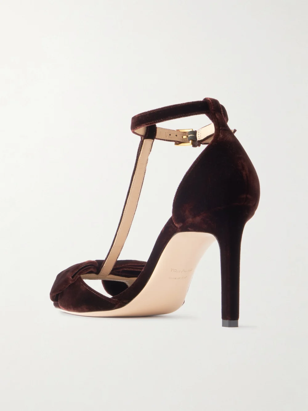 Back view of the Tom Ford Brigitte Bow-embellished Velvet Sandals